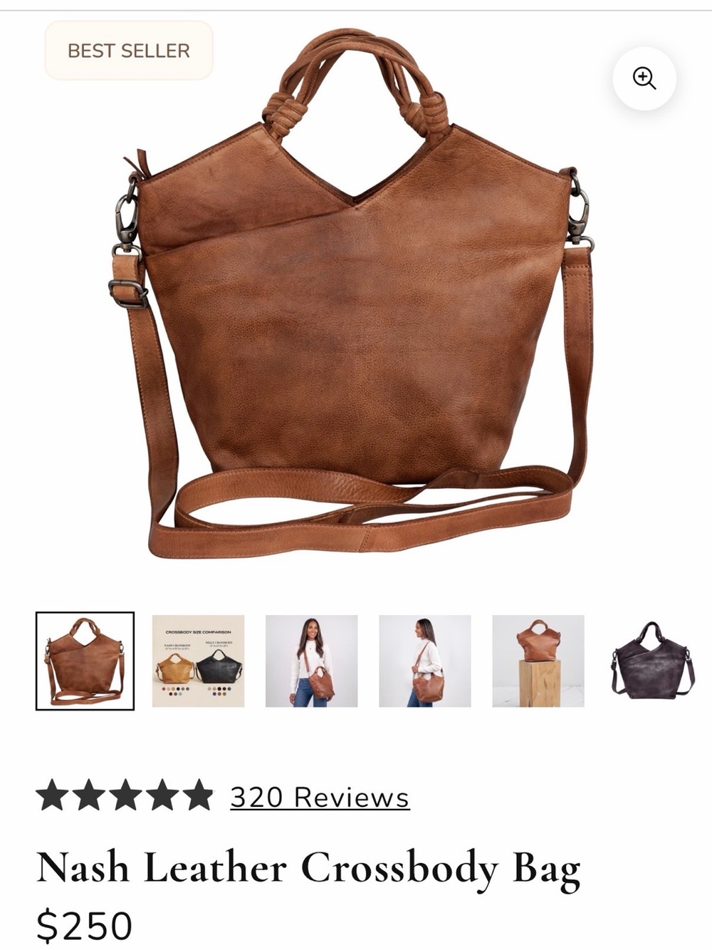 Latico Nash Leather Crossbody Bag - Cognac